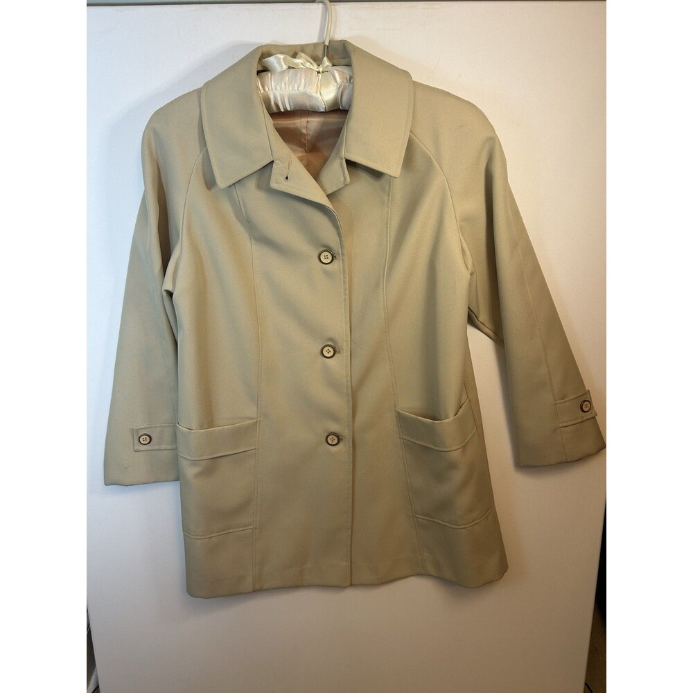 Vintage Beige Button Front Car Coat Women’s Classic Tailored Jacket With Pockets - Picture 4 of 16